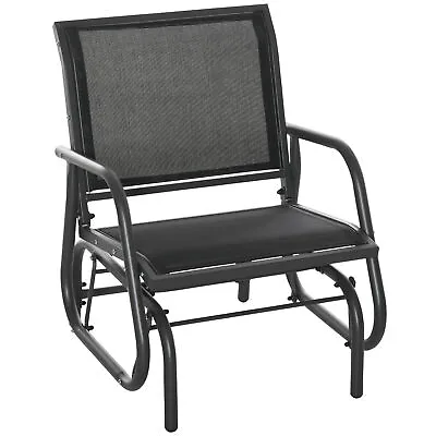 Outsunny Outdoor Gliding Swing Chair Garden Seat W/ Mesh Seat Curved Back Steel • £54.99