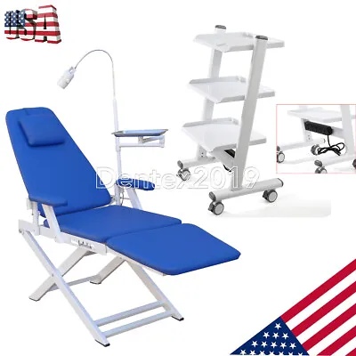 Dental Mobile Portable Folding Chair Unit +LED Exam Light/Medical Tool Cart • $140.79