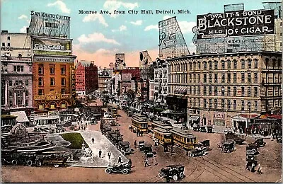 Postcard Detroit MI Monroe Ave From City Hall Adverts Split Ring Moffat  • $11.04