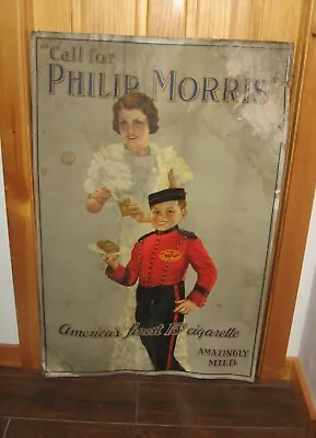 Vtg Call For PHILIP MORRIS Cardboard Sign Johnny Counter Advertising Cigarette • $149.99