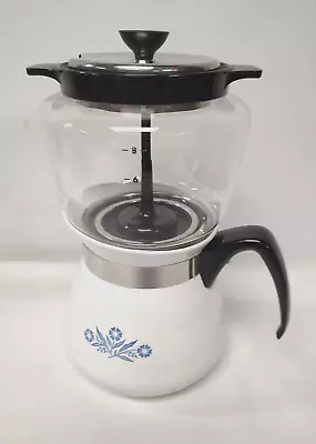 Vintage CORNING WARE Ceramic Blue Cornflower 8 Cup Drip O Lator Coffee Maker • $65