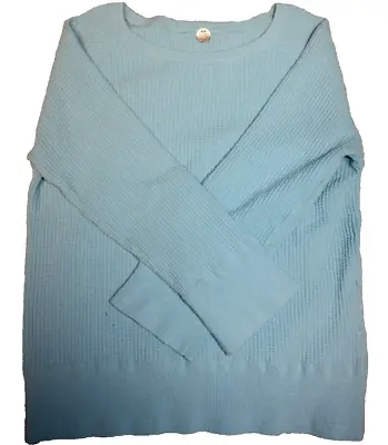 Margaret O’Leary Thermal Look Blue Sweater W ¾ Sleeve Length - Size M • $39.97