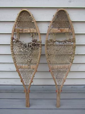 Nice Old Vintage Wooden Indian Style Handmade Snowshoes 44  Long X 13  Wide • $59.98