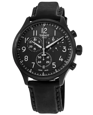 New Tissot Chrono XL Vintage Black Dial Leather Men's Watch T116.617.36.052.00 • $286