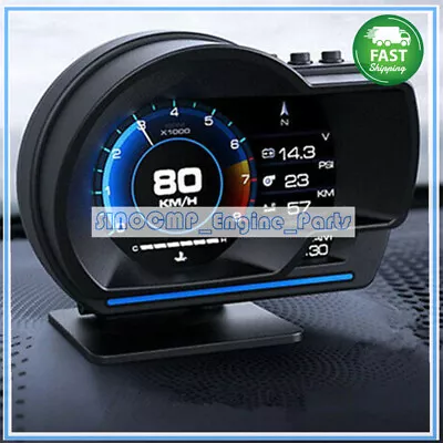 Multi-function LCD Screen Head Up Display GPS OBD2 Speedometer Security Alarm • $47.50