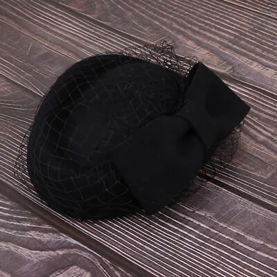£17.62 • Buy Pillbox Hat Wedding Hat With Veil Vintage Bow Fascinator Hats For Women Black
