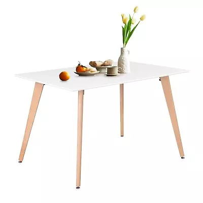 Minimalist Rectangle Dining Table With Round Beech Wood Legs For Home Kitchen... • $167.29