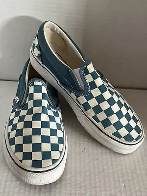 Vans Classic Slip-On Checkerboard Blue Shoe Sneaker Men's 4 Women's 5.5 Worn 1X • $24.99
