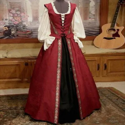 Renaissance Medieval Witch Fancy Dress Costume Gothic Victorian Long Dress Women • $34.41