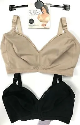 M&s 2 Pack Full Cup Cotton Rich Nursing Maternity Non-wired Black/beige Bras • £12.99