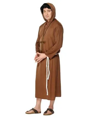 £15.68 • Buy NEW Monk Of The Abbey Brown Hooded Robe & Belt Men's Fancy Dress Costume