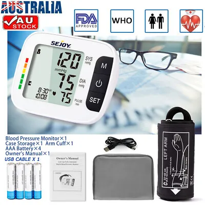 Digital Blood Pressure Monitor Upper Arm Automatic BP Machine Heart Rate Monitor • $31.89