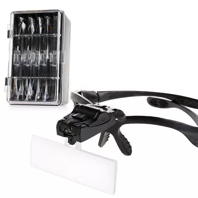 Headband Headset Jeweler Magnifier Magnifying Loupe Glasses With LED Light Set • $13.99