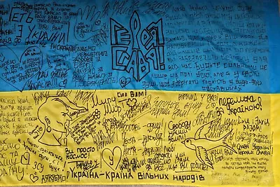 One Unique Ukraine Flag Signed/decorated By Ukrainian Soldiers • $55