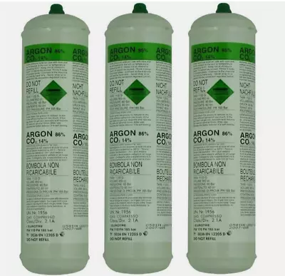 Argon / CO2 Disposable MIG Welding Gas Cylinder Bottle X 3 Pack • £55
