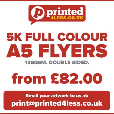 £82 • Buy 5000 A5 Flyers Double Sided Printed Full Colour 135gsm 130 A5 A6 Leaflets Flier