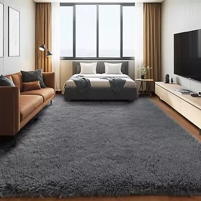  Modern Large Living Room Rugs6x9 RugFluffy Area Rug For 6x9 Feet Grey • $87.93