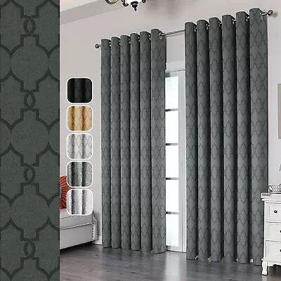 £23.99 • Buy Thick Thermal Blackout Curtains Ready Made Eyelet Ring Top Curtain Pair Tiebacks