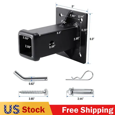 Black Bolt-On Trailer Hitch Receiver Tube 2  Receiver Hitch Wall Mounted Lawn • $39.50