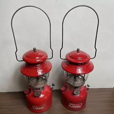 $125 • Buy Vintage Lot Of 2 Coleman Model 200A Red Camping Lanterns AS-IS 1959 & 1971