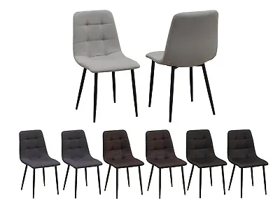 Set Of 1/2/4Folk Designer Fabric Or Faux Leather Dining Chairs Metal Legs Chairs • £59.99