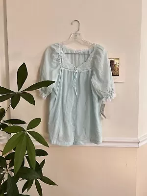 Vintage NWT Miss Elaine Sleepwear Top Lace Blue Size Large *see Pics* • $22