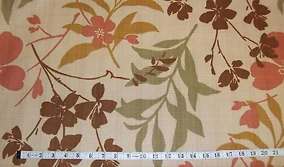 P Kaufmann Tan Green Brown Orange Floral Indoor Outdoor 54  Fabric 1 1/8 Yard • $17.99