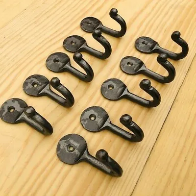 10 Coat Hooks Iron Vintage Antique Look Hat Hook Restoration Small Forged Cup  • $21.99