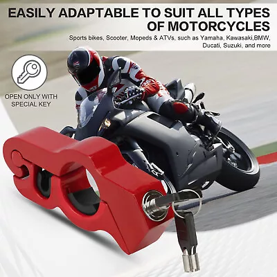 Red Motorcycle Handlebar Lock Anti-Theft Grip Throttle Security Bike Scooter ATV • $13.18