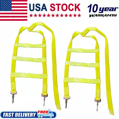 Pair Car Tire Tow Dolly Straps Adjustable Basket Straps W/ Snap Hook Heavy Duty • $27.24