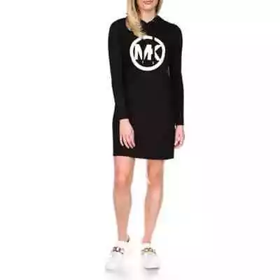 $88 NEW Michael Kors Circle Logo Hoodie Dress Black NWT Petite Small • $17.19