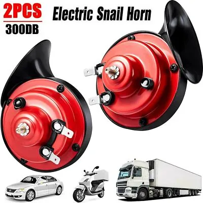 Electric Air Horn Siren Motorcycle 2X Super Loud Car 300DB Dual Tone Snail  • $22.99