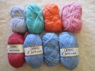 350 GR PATONS BRUSHED CARESSA WOOL/MOHAIR MIX 8ply - MIXED COLOURS • $36