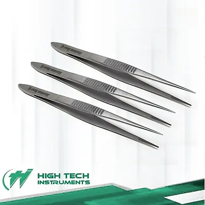 3 Surgical Precision Point Tweezers Stainless Steel Lab Forceps Firm Grip 4.5  • $8.99