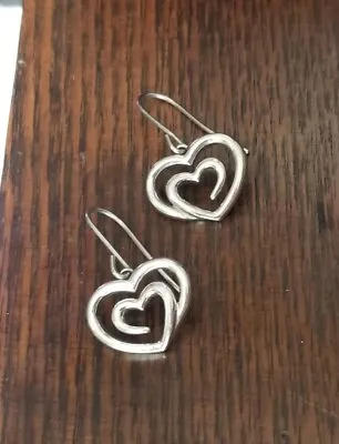 Kay Jewelers Sterling Silver Love Heart Charm Dangle Earrings Zales Embrace Slv  • $85