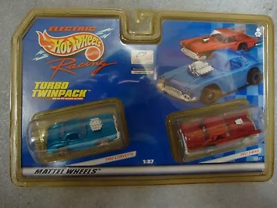 HOT WHEELS  TURBO TWIN PACK 57 T-BIRD Vs 60 CORVETTE 96627 SEALED SLOT CARS • $59