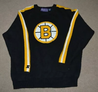 Vtg Boston Bruins Starter Acrylic NHL Hockey Sweater XL • $124.95