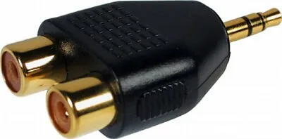 3.5mm Mini Jack Stereo To 2 X RCA Phono Adapter GOLD • £2.41