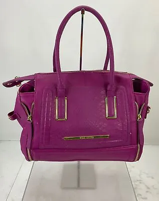 Steve Madden Dark Magenta Faux Leather Reptile-Embossed Accent Zip Handbag • $20