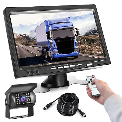 Car Reversing Camera 4Pin + 7  LCD Monitor Truck Bus Van Rear View Kit DC 12V UK • £41.95