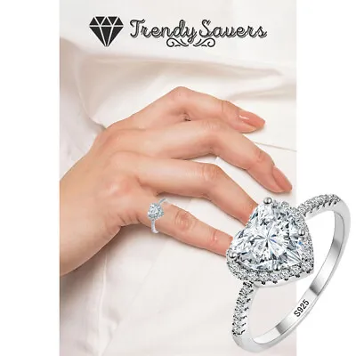 Engagement Ring Charms 925 Sterling Silver Filled Heart CZ Love Engagement Women • £3.99