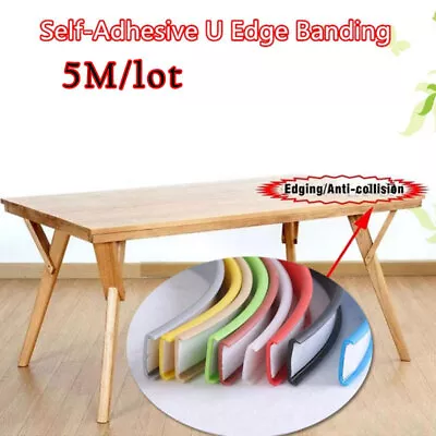 5M U-Shape Furniture Edge Banding Tape TPE Flexible Shelf Edge Protector Strip • £8.81