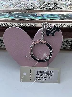 Radley London Love Radley Pink Heart Shaped Leather Keyring BNWT • £25