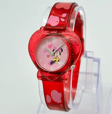 Women's/Girl's DISNEY SII Seiko Minnie Mouse Red Pink Heart Analog Watch MU0676 • $10.99