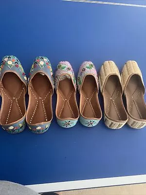 US 6 To 8NEW WOMEN KHUSSA SHOES PUNJABI JUTTI MOJARI BALLET FLAT SANDAL DD183G • $45