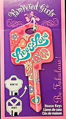 $7.99 • Buy Live & Love Blank House Key Pampered Girls For KW1 / KW10 Kwikset Locks Uncut