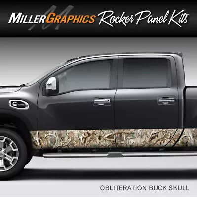 Camo  Obliteration Buck Skull  Rocker Panel Graphic Decal Wrap Kit Truck SUV • $119.99