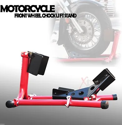 Front Wheel Chock Lift Stand 4 Trailering Motorcycle Sport Bikes & Cruisers • $92.99