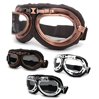 Cafe Racer Thick Leather Padded Steam Punk Motorcycle Goggle • $14.95