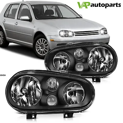 For Volkswagen Golf 1999-2006 Black Housing Headlights Assembly Replacement Pair • $68.99